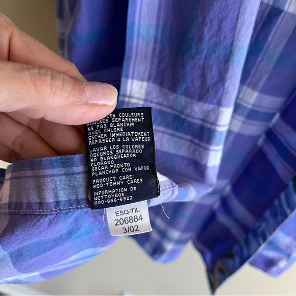 Vintage Tommy Hilfiger Short Sleeve Plaid Button Down w/ Tropical Inside Trim M - Picture 9 of 9